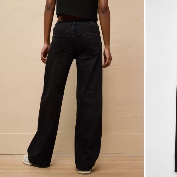 American Eagle Dreamy Drape Stretch Low-Rise Baggy Wide-Leg Jean - Picture 2 of 5